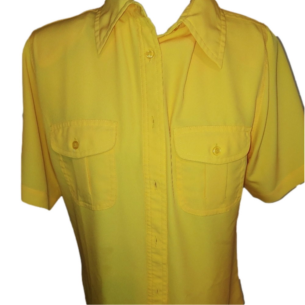 Vintage 80s Yellow Button Blouse 8